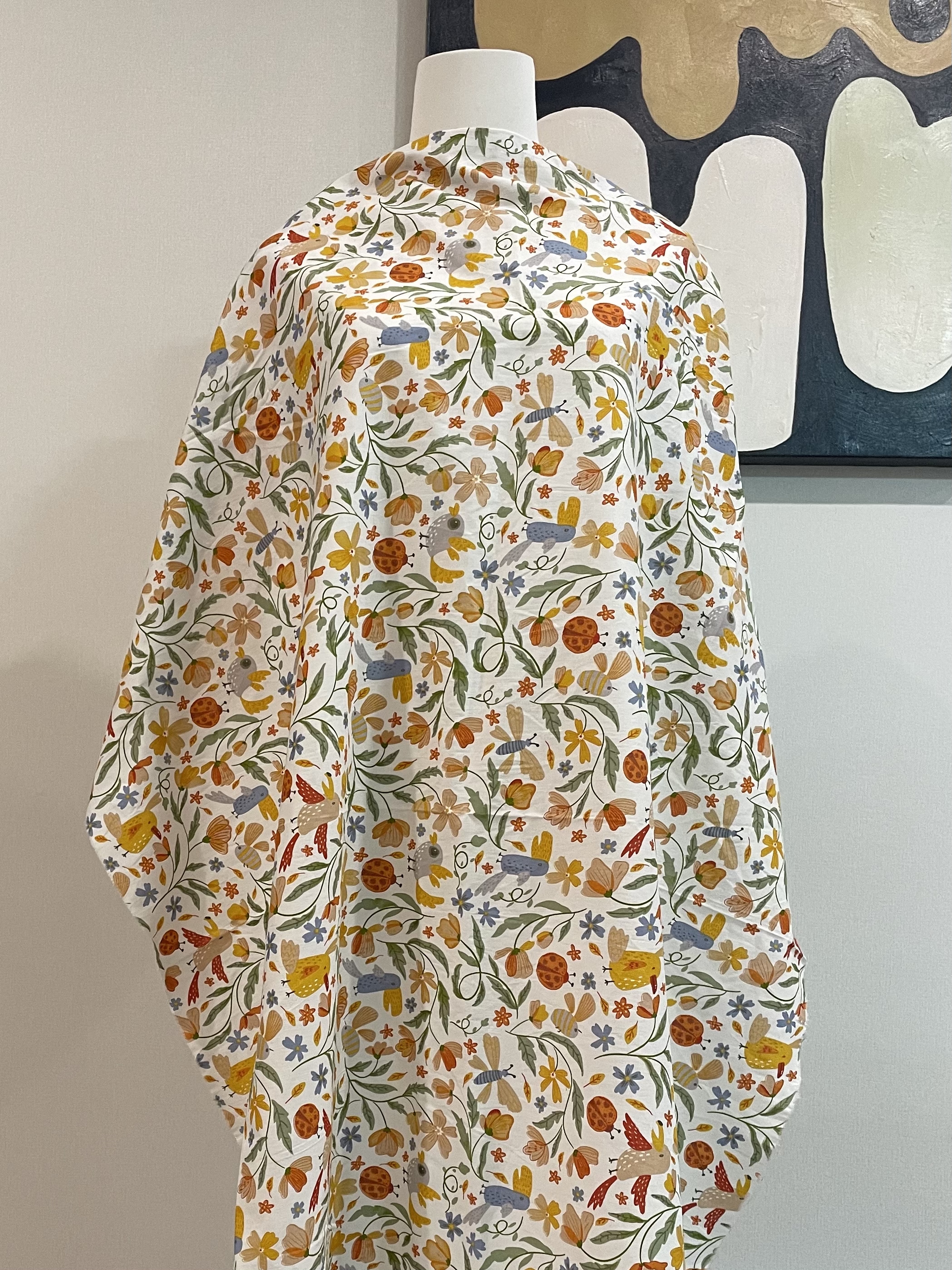 0.5メートルのレトロな花柄のパストラルコットンプリント生地、誇らしげに手作りの春と夏のドレス60年