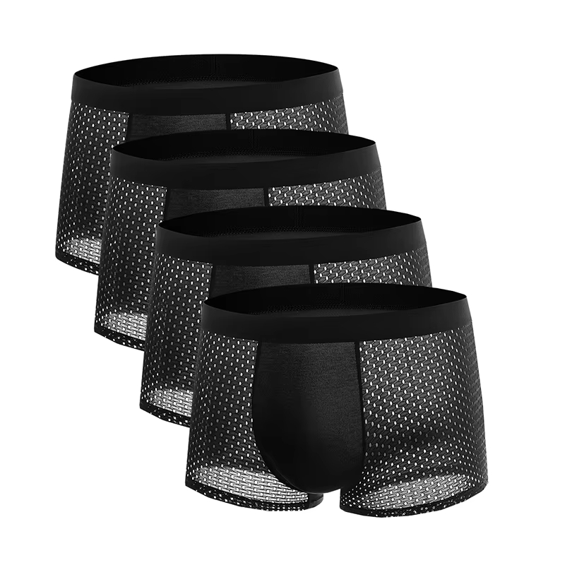 4 pçs homens boxershorts lce malha de seda calcinha masculina sólida sexy comfortabler verão respirável lntimate cuecas