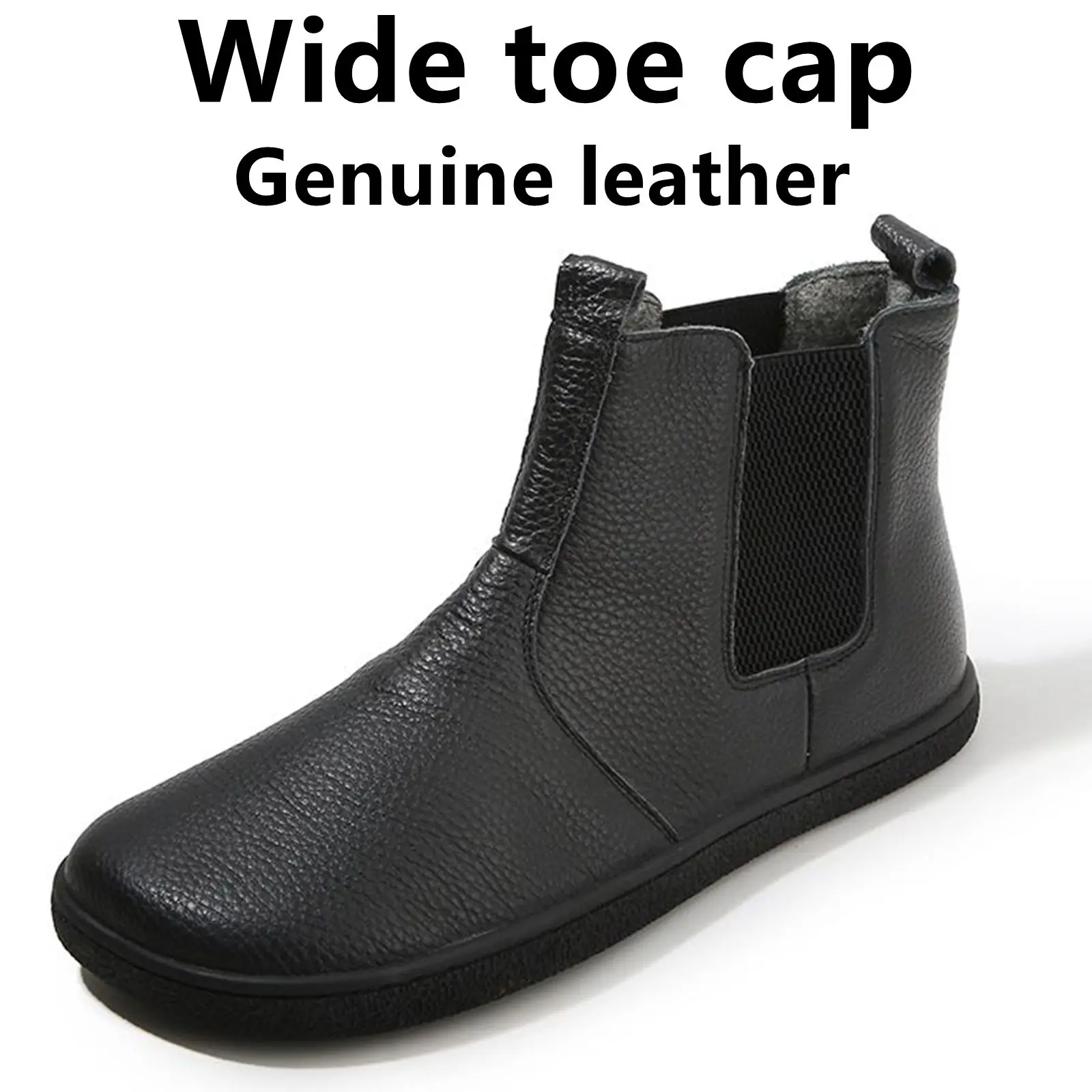 Barfuß-Lederstiefel mit Wollfutter innen für Damen und Herren, Zero Drop, breitere Zehenbox