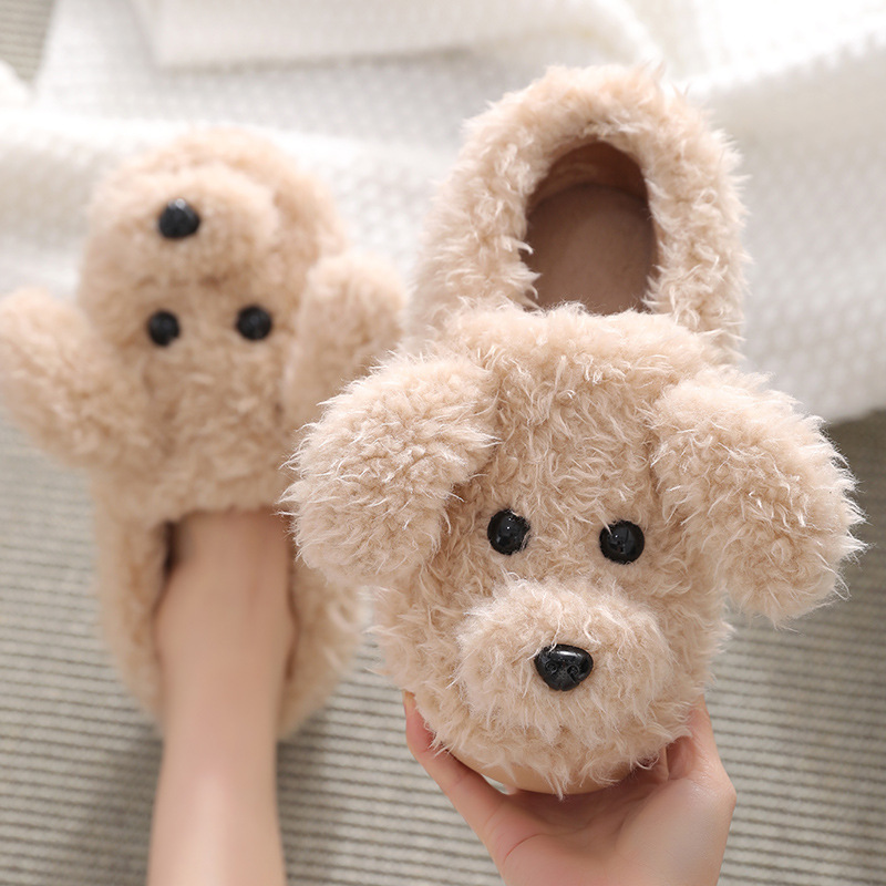 Comwarmสุนัขน่ารักสั้นรองเท้าแตะสําหรับสตรี2023ฤดูหนาวWarm Furryรองเท้าผ้าฝ้ายคู่บ้านในร่มห้องนอนCozyรองเท้าแตะ