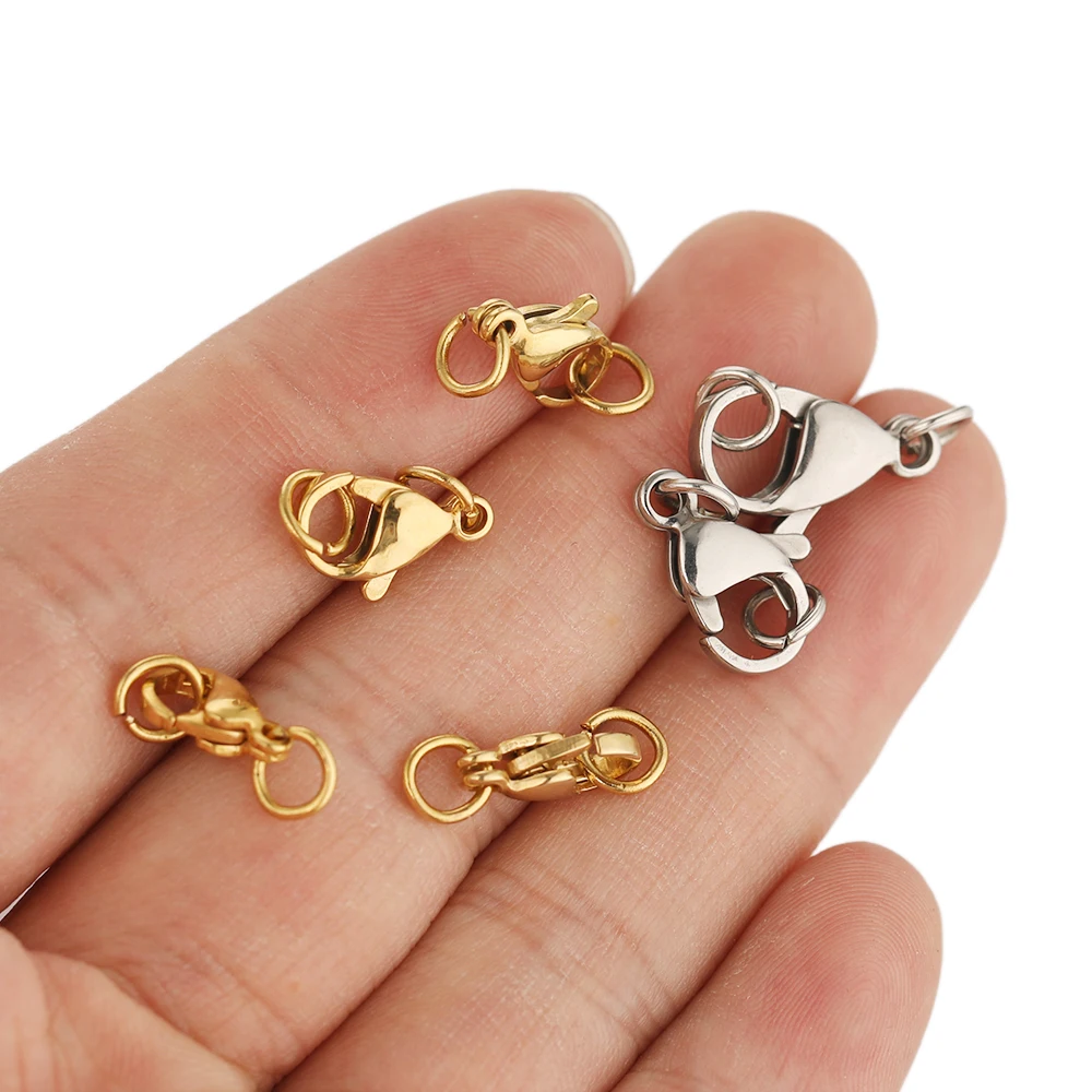 25 ชิ้นสแตนเลสสตีล Clasps กุ้งก้ามกรามแหวนกระโดด Hooks Connector สร้อยข้อมือสร้อยคอโซ่ DIY ผลการค้นหาเครื่องประดับอุปกรณ์