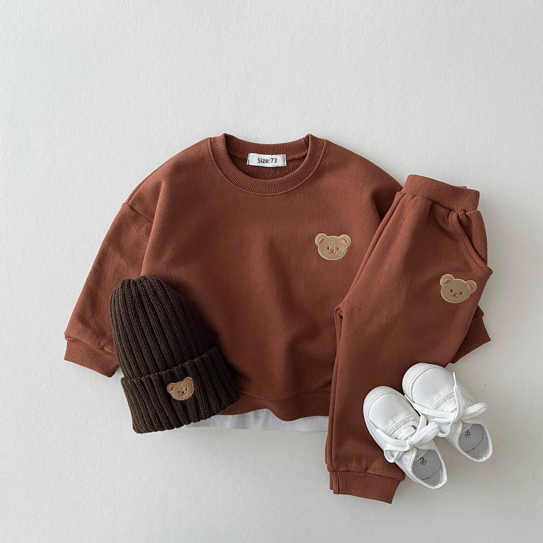 Conjuntos de ropa de otoño para bebés y niñas, conjunto de ropa para niñas, sudadera deportiva con oso, pantalones, trajes de 2 uds.