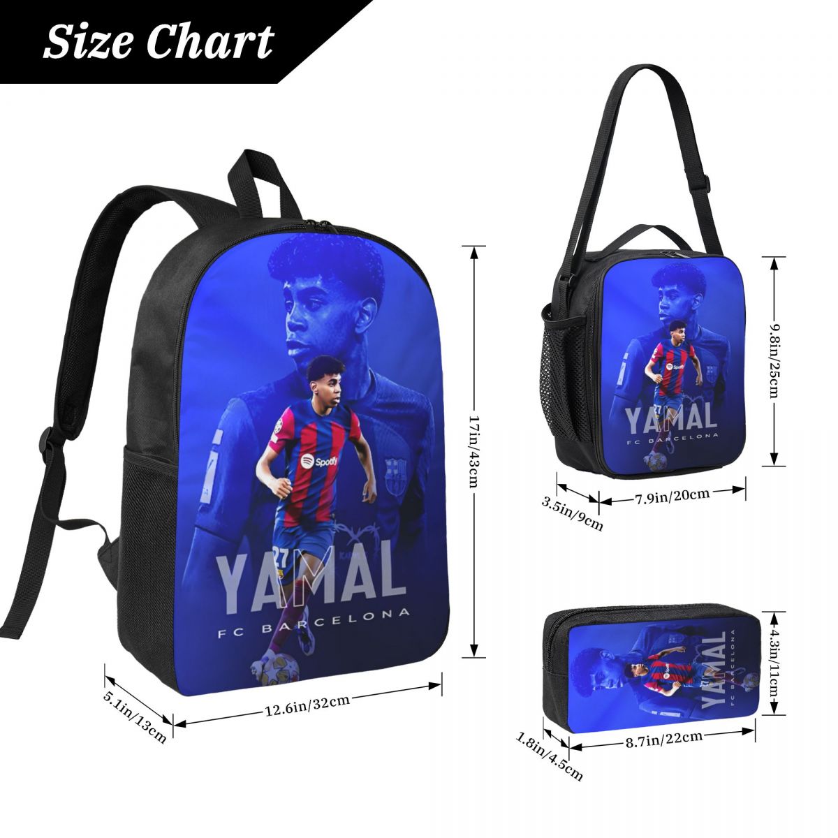 3点セット ラミネ Y-Yamalテーマ リュックサック キッズ サッカー スター ペンケース ブックバッグ ランチボックス付き 学校 学生 デイパック