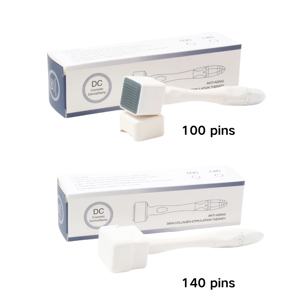 Derma selo ajustável microagulha selo 140/100 pinos agulhas de titânio para pele facial barba recrescimento do cabelo