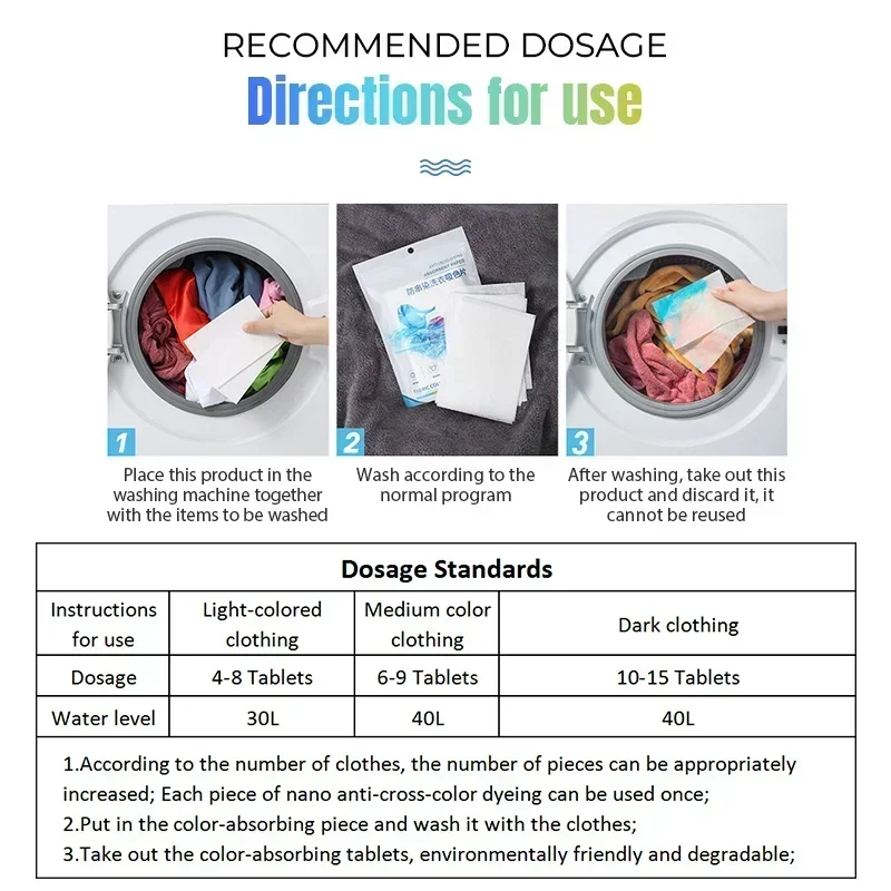 50pcs Washing Machine Use Mixed Dyeing Proof Color Absorption Sheet Anti Dyed Cloth Laundry Papers Color Catcher Grabber Cloth