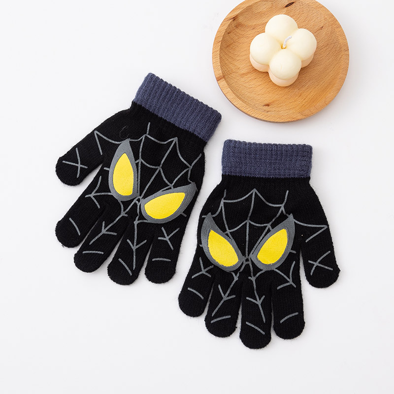 3-8 ปีฤดูใบไม้ร่วงฤดูหนาวเด็กถักถุงมือน่ารักการ์ตูน Spider Full Finger Boys WARM กลางแจ้งเด็ก Mittens