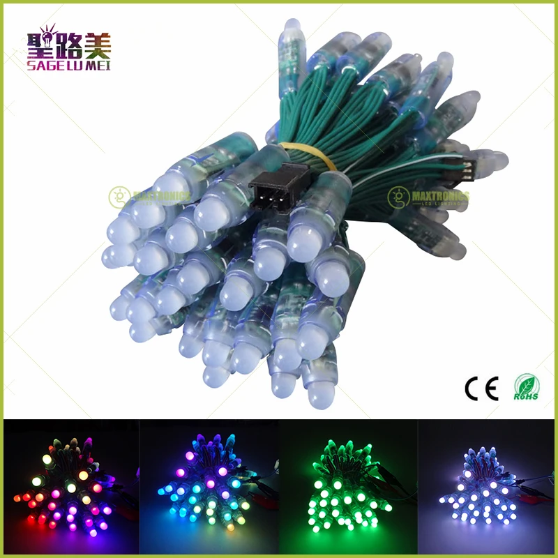 50 Stück/Einheit DC5V WS2811 LED-Pixel-Modul, Schwarz/Grün/Weiß/RGB-Draht-Lichterkette, Weihnachtsfeiertage, adressierbar, IP68 wasserdicht