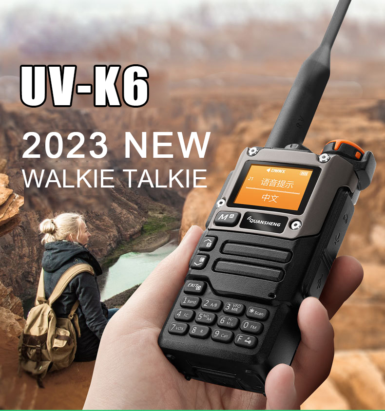 Quansheng UV-K6 Walkie Talkie 5W Air Band Radio Tyep C Charge UHF VHF DTMF FM Scrambler NOAA Drahtlose Frequenz Zwei-Wege-CB-Radio