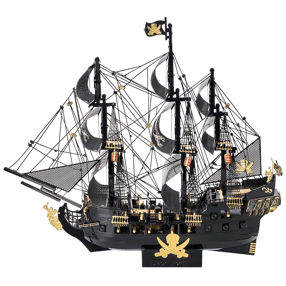 Piececool 3D Kim Loại Ghép Hình Ngọc Trai Đen Ghép Hình Mô Hình Bộ Dụng Cụ Tự Làm Con Tàu Cướp Biển Cho Người Lớn Quà Tặng Sinh Nhật Cho Thanh Thiếu Niên