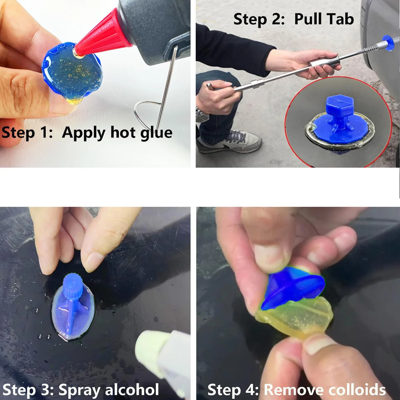 รถ Universal กาวแท็บกาวสีฟ้าเปลี่ยนชุดเครื่องมือ Paintless Dent Repair สําหรับ Auto Remover Hail Pit