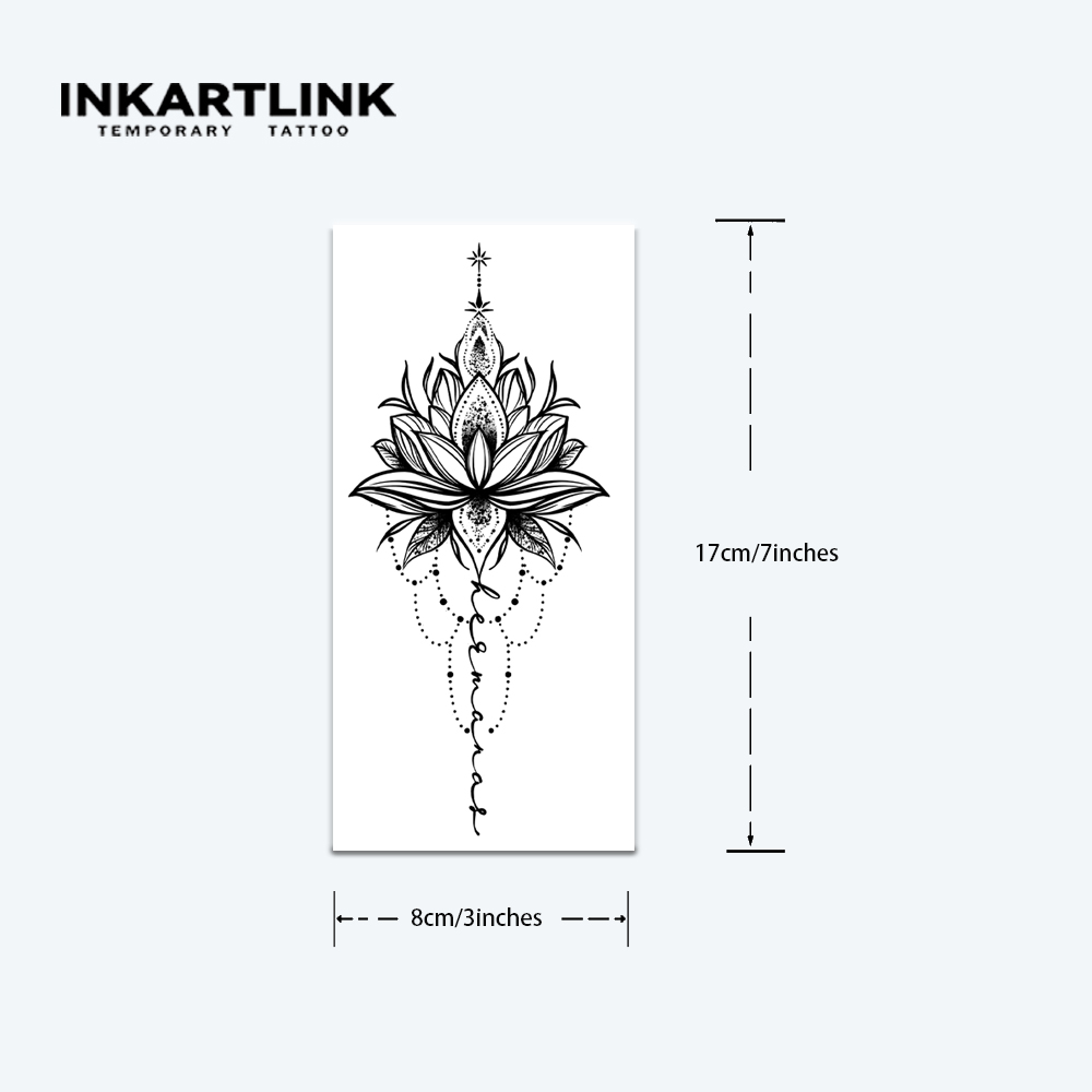 Autocollant de tatouage temporaire Lotus, tatouage magique imperméable, faux tatouage dure jusqu'à 15 jours, tatouage semi-permanent