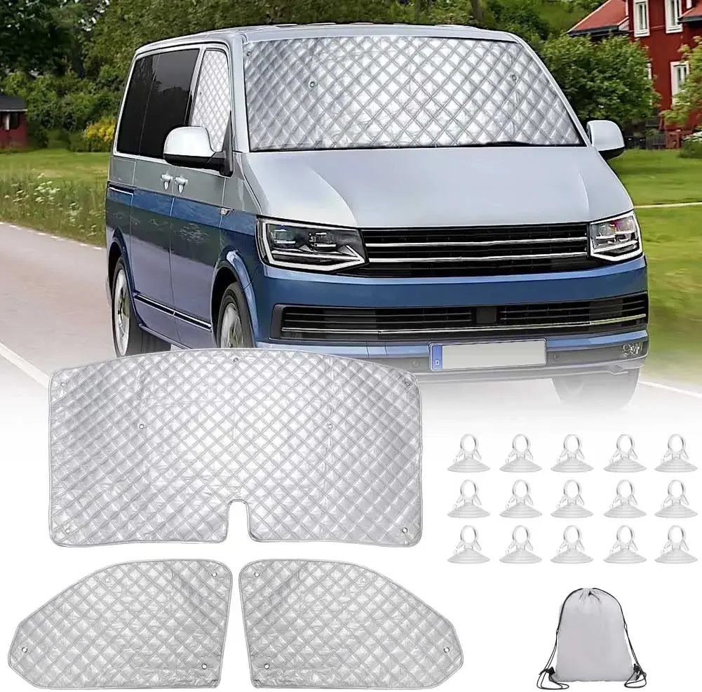Juego de cubierta de ventana ciega térmica interna para VW T5 T6, conjunto de protección de parabrisas, accesorios exteriores, parasol de parabrisas