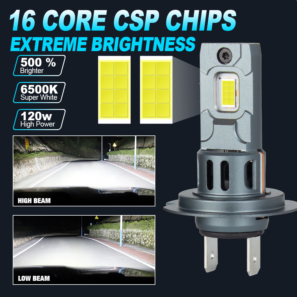 Dream chaser h7 lâmpada de farol led mini sem fio 60w 20000lm 6500k para farol de carro lâmpadas de diodo automático h7 turbo led 12v automóvel