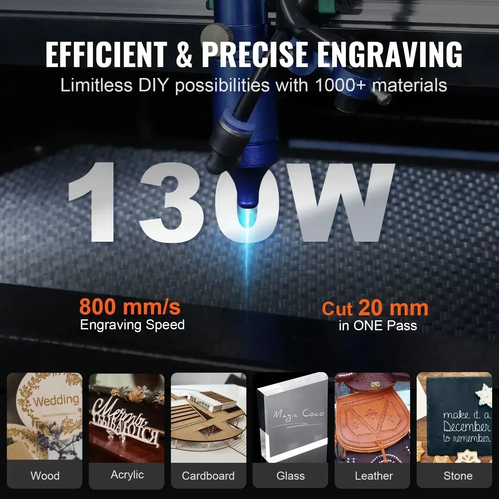 SIHAO CO2 Lasergraveerder Machine 50W-130W met LightBurn/Ruida Hout Stof Graveren voor Digitaal Snijden Carving Afdrukken