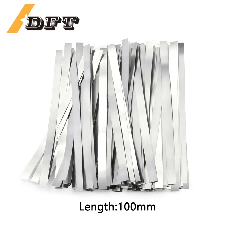 25/50 Uds longitud 100mm batería de litio 18650 hoja de acero niquelado para máquina de soldadura de batería soldador por puntos proyectos de bricolaje