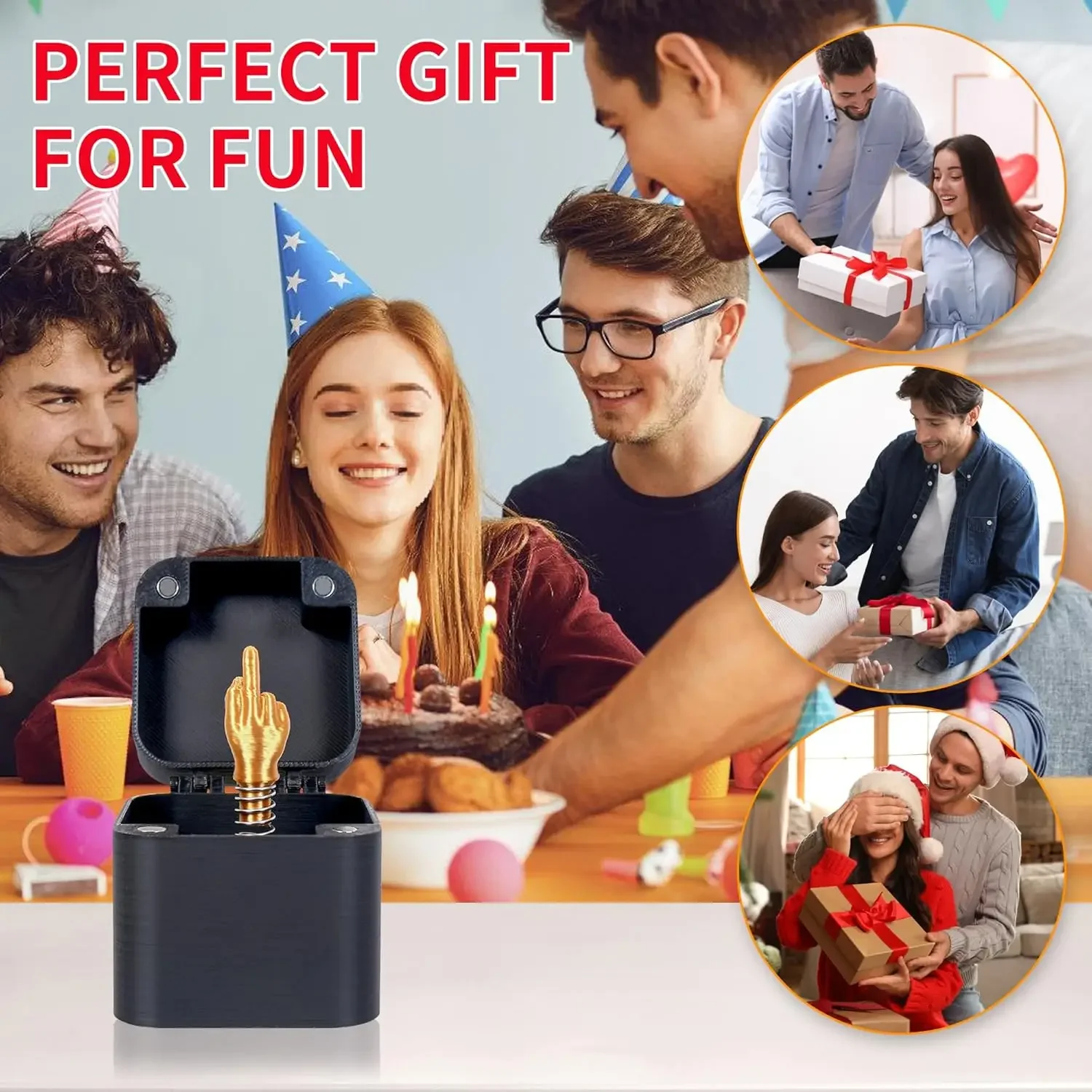 Środkowy palec w pudełku, śmieszne prezenty świąteczne, śmieszne prezenty, prezenty z białym słoniem dla dorosłych, żarty, śmieszne prezenty dla mężczyzn