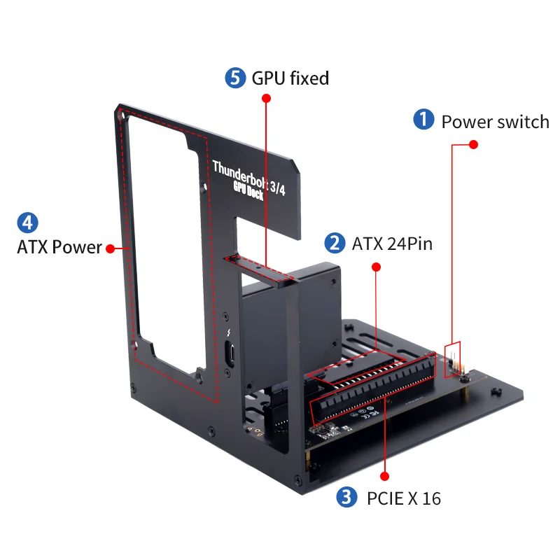 Egpu Thunderbolt 3 Pcie Đồ Bên Ngoài Chân Đế Đứng 6900XT/Rtx3090 Nguồn Cung Cấp Điện ATX Có Thể Được Cài Đặt
