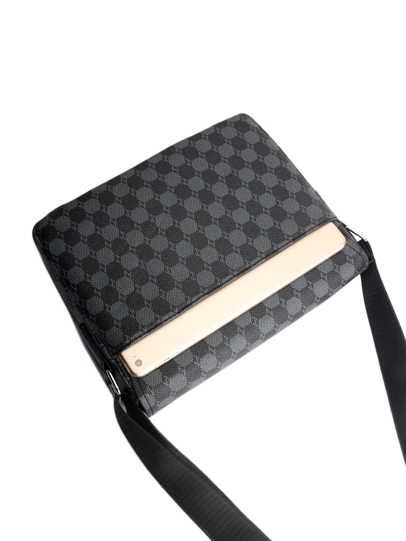 Men's flip shoulder bag European and American fashion messenger bag horizontal casual computer briefcase plaid backpack