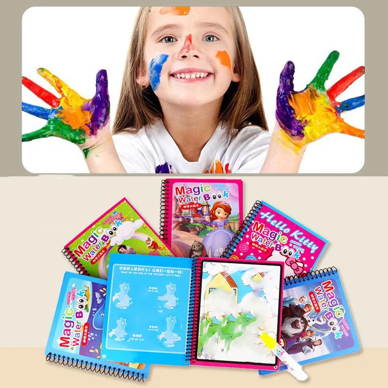 Frozen Disney Kinder Puzzle Graffiti Malbuch Mickey Mouse Autos Sofia Prinzen Cartoon DIY Magische Aquarellmalerei Geschenke