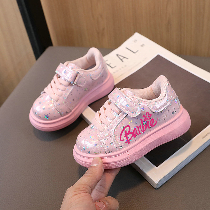 Zapatos informales para niños Barbie, zapatillas de deporte Barbie para niños pequeños, zapatillas informales para niños y niñas, zapatos rosas con estampado de dibujos animados para niños, talla 21-30