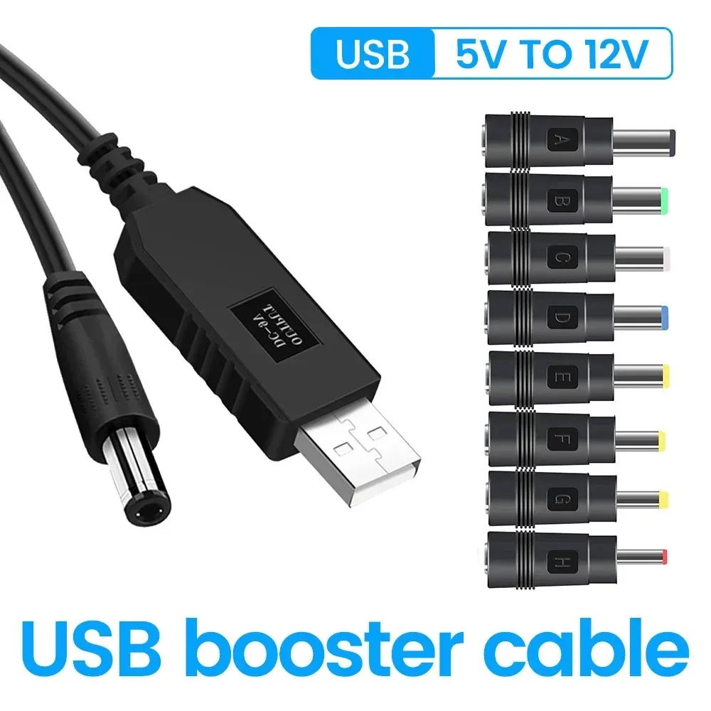 USB naar DC-voedingskabel 5V naar 12V Boost Converter 8 Adapters USB naar DC Jack Oplaadkabel voor Wifi Router Mini Fan Speaker