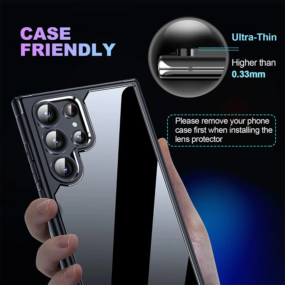 Kamera Metall Objektiv Ring Glas Fall Für Samsung Galaxy S22 S23 Ultra S24 Plus S25 Ultra Kamera Objektiv Screen Protector Objektiv Abdeckung