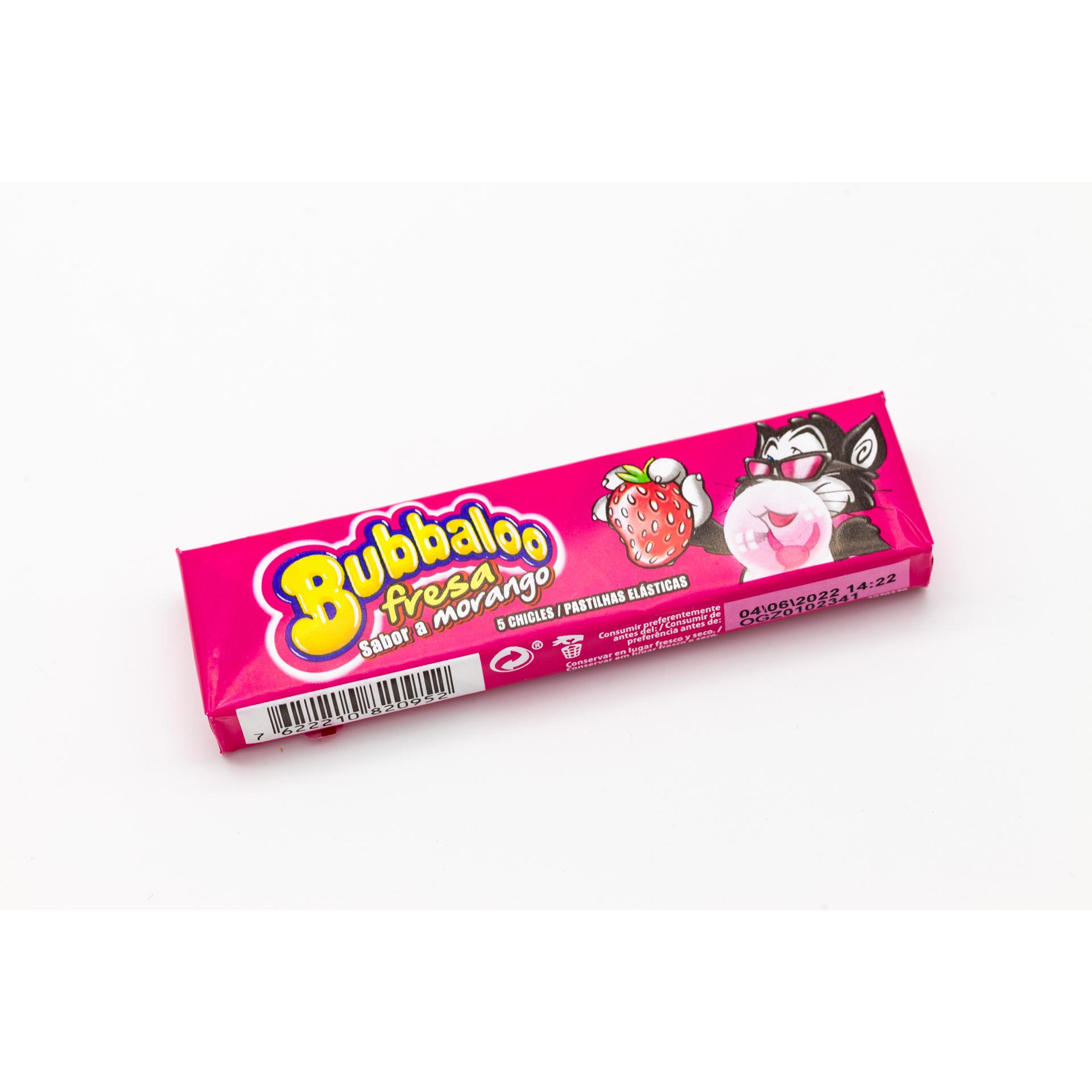 Bubbaloo Chicles Fresa - Formato stick - Caja con 18 paquetes de 38g cada uno