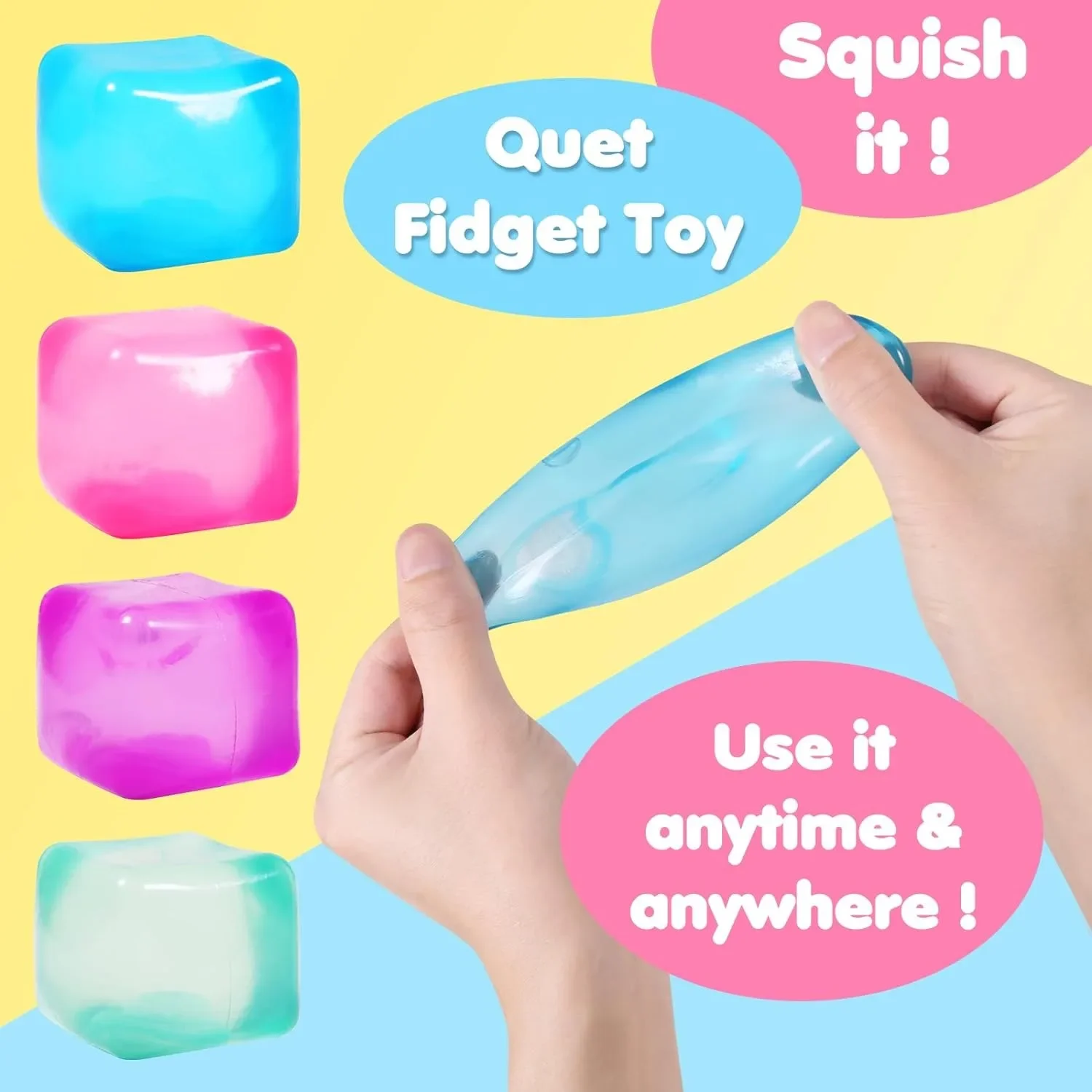 Squishy Ice Cube Fidget ของเล่นสแควร์รูปร่าง Squishy ความเครียด Ball บีบของเล่นความเครียดบรรเทา Sensory ของเล่นสําหรับเด็กผู้ใหญ่ของขวัญ