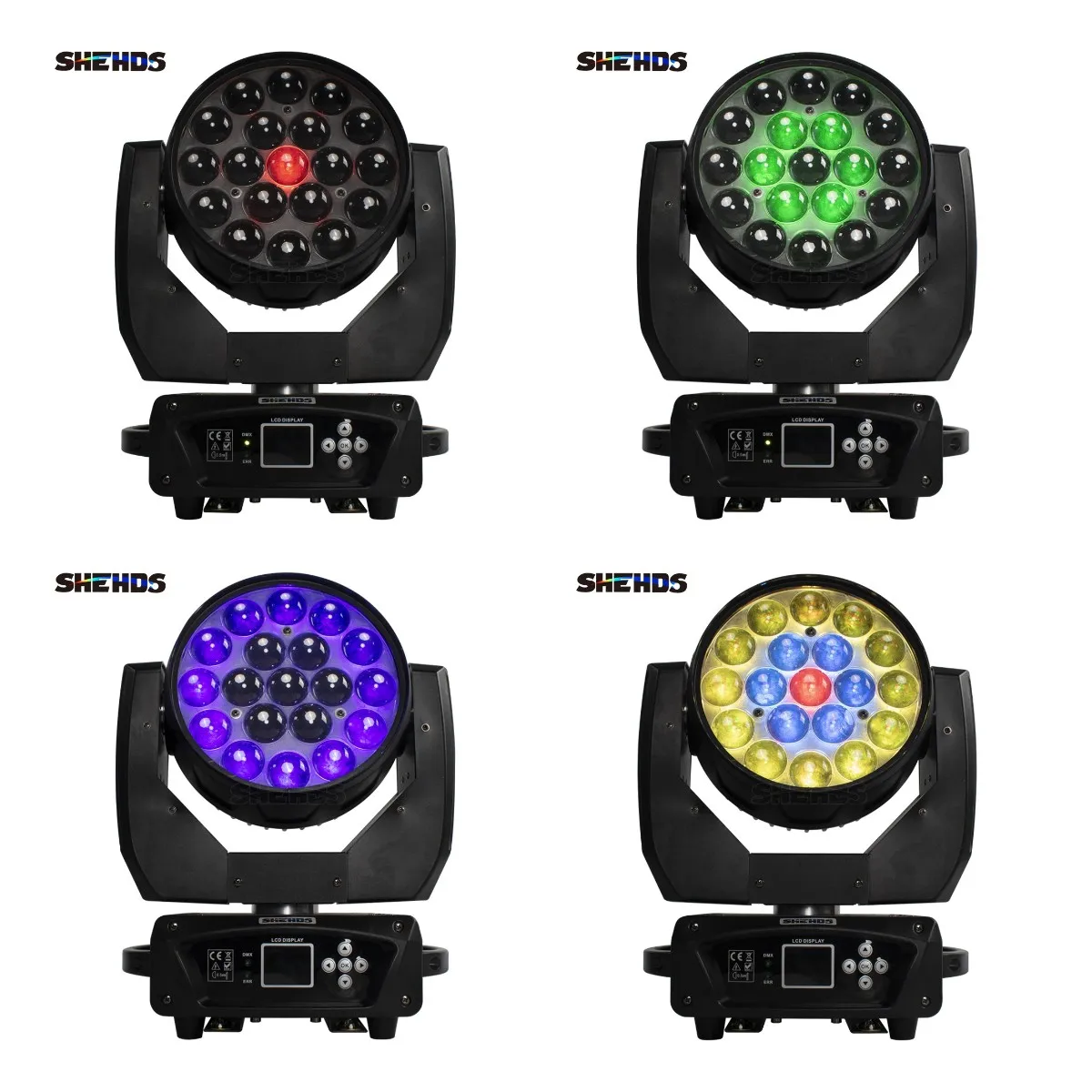 SHEHDS 2 Chùm Tia + Rửa 19X15W RGBW Zoom Di Chuyển Đầu Chiếu Sáng Cho Disco KTV Đảng Tự Do giao Hàng Nhanh Chóng