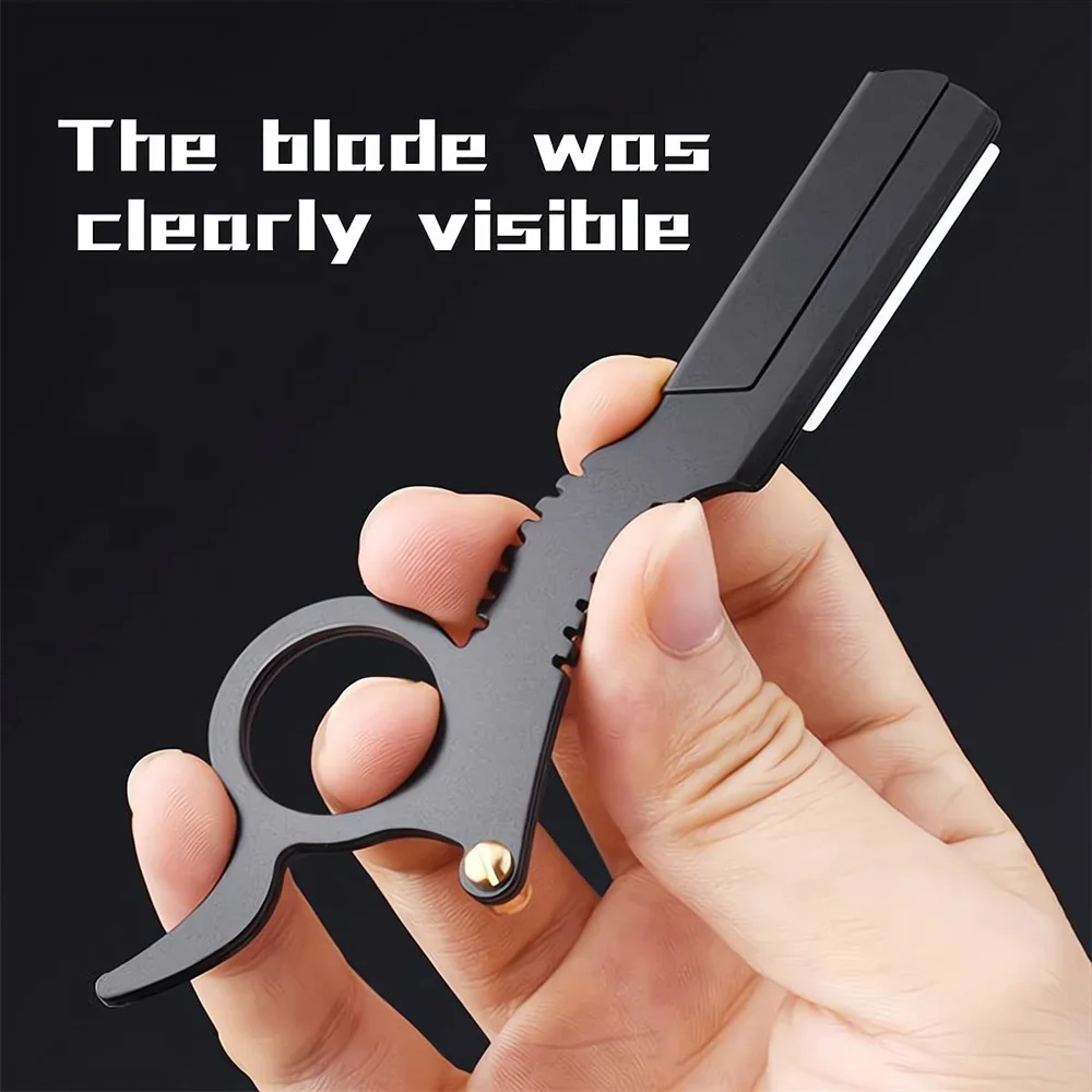 Thumb Manual Razor Straight Edge Haircut Beard Eyebrow Shaver Men Depilation Razor Hairdresser Trimming Replaceable Blades