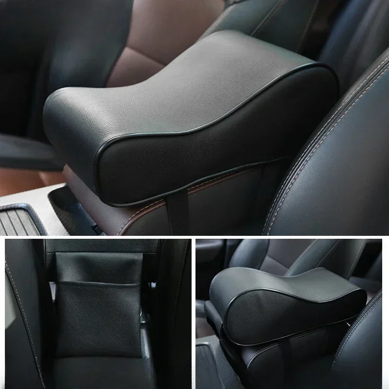 Apoio de braço central de carro de couro almofada macia preto console central do carro braço resto caixa de assento tapete almofada capa protetora do veículo