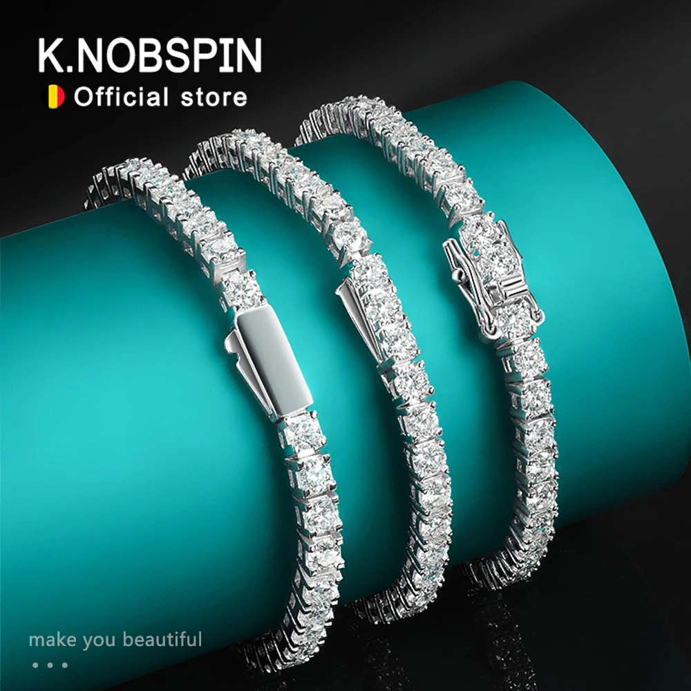 Knob spin d vvs1 moissan ite tennis armband original s925 sterling silber plattiert 18k weißgold mit gra armbändern für frauen mann