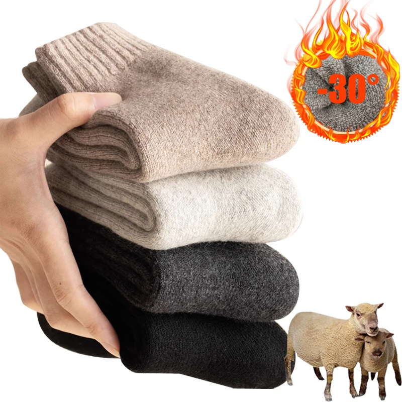 2025 neue Winter Warme Frauen Socken Wolle Männliche Männer Socken Super Dicker Feste Socken Merino Wolle Socken Gegen Kalten Schnee Terry socken