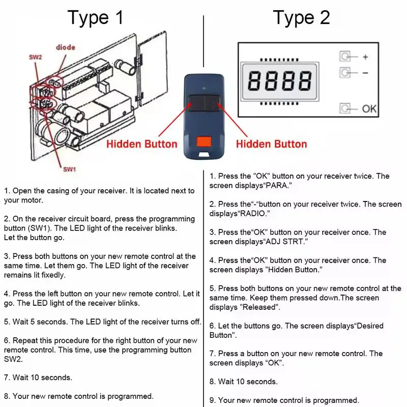 BFT MITTO COOL C2 C4 B RCB02 RCB04 MITTO2 MITTO4 KLEIO RCA02 RCA04 TRC1 TRC2 TRC4 Control remoto para puerta de garaje 433,92 MHz