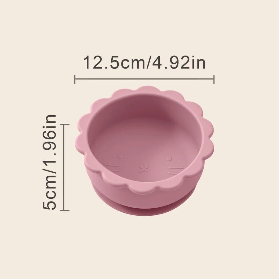 1PC ชามซิลิโคนเด็กน่ารักการ์ตูนรูปสิงโตชุดอาหารเด็กสีทึบเก็บอาหารเด็ก BPA ฟรีดูดถาดอาหารเด็ก