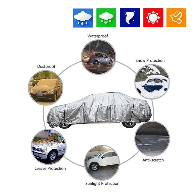 Capas para carro à prova d'água, proteção solar ao ar livre, proteção uv, poeira, chuva, neve, universal, suv, sedan, hatchback