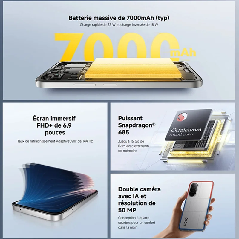【Weltpremiere】POCO M7 Global Version Smartphone Snapdragon 685 7000 mAh Akku Immersive 6,9" FHD+ Display NFC 33 W Aufladung