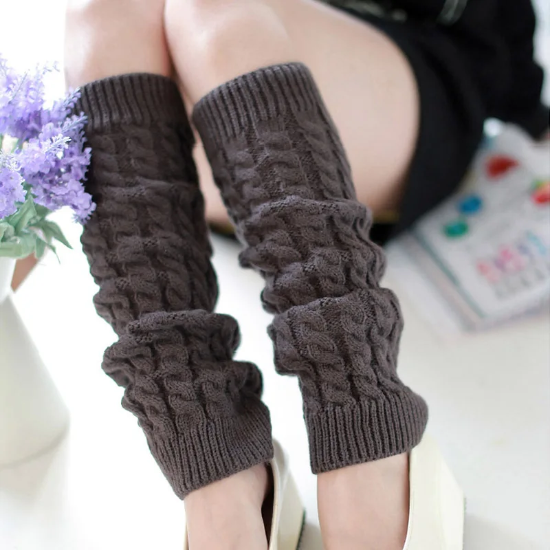 Botas largas de ganchillo de punto para mujer, calcetines gruesos de lana, cubiertas de pierna cálidas versátiles, moda informal, Otoño e Invierno
