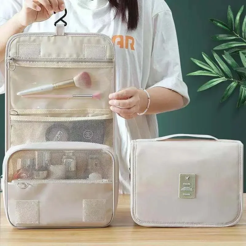 Capacità Borsa portaoggetti portatile con separazione asciutta e bagnata Borsa lavabile Borsa per trucco da appendere multifunzionale da viaggio di grandi dimensioni con sospensione