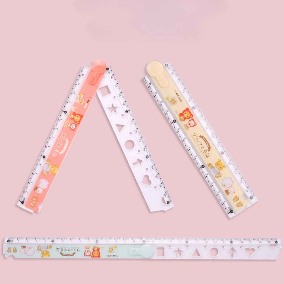 3 teile/paket Kawaii Rilakkuma Bär Kunststoff Klapp Gerade Lineal Nette Schreibwaren Messung Werkzeug Schule Büro Liefert