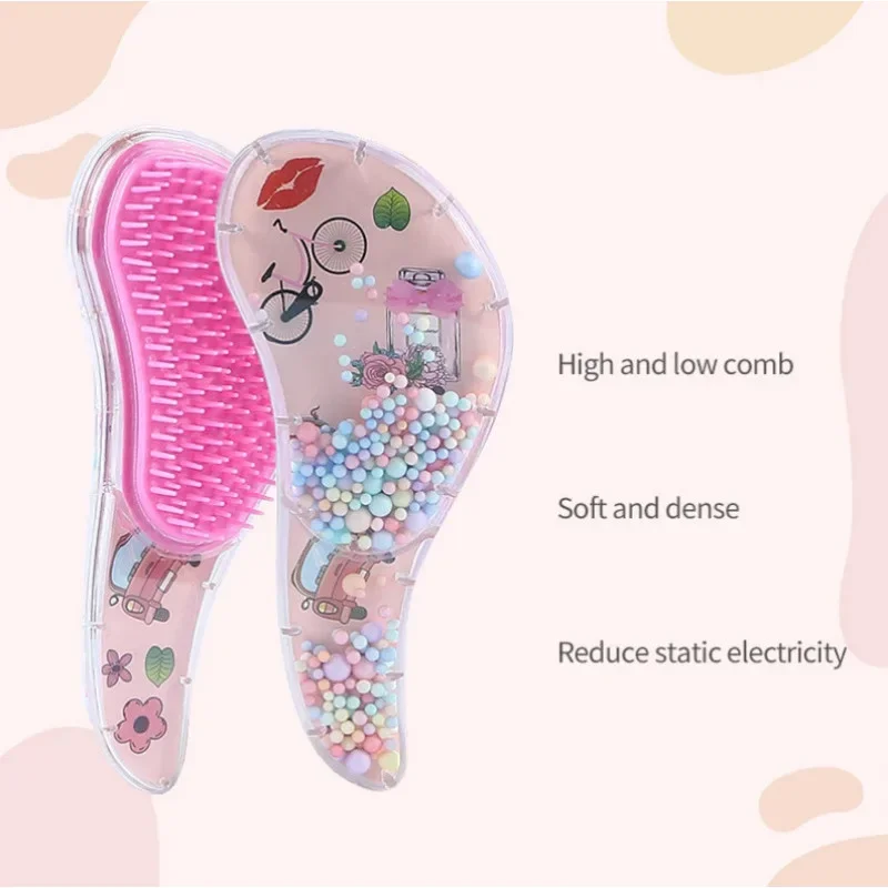 Nuevo lindo peine de peluquería para niños Anti-nudo masaje fluido peine para el cabello con cuentas niños niñas vestir maquillaje juguetes regalos