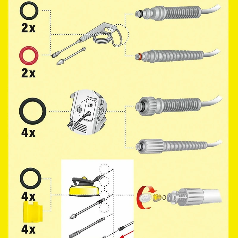 O-Ring for Karcher K2 K3 K4 K5 K6 K7 Lance Hose Nozzle Spare O-Ring Seal 2.640-729.0 Rubber O-Ring Pressure Washer