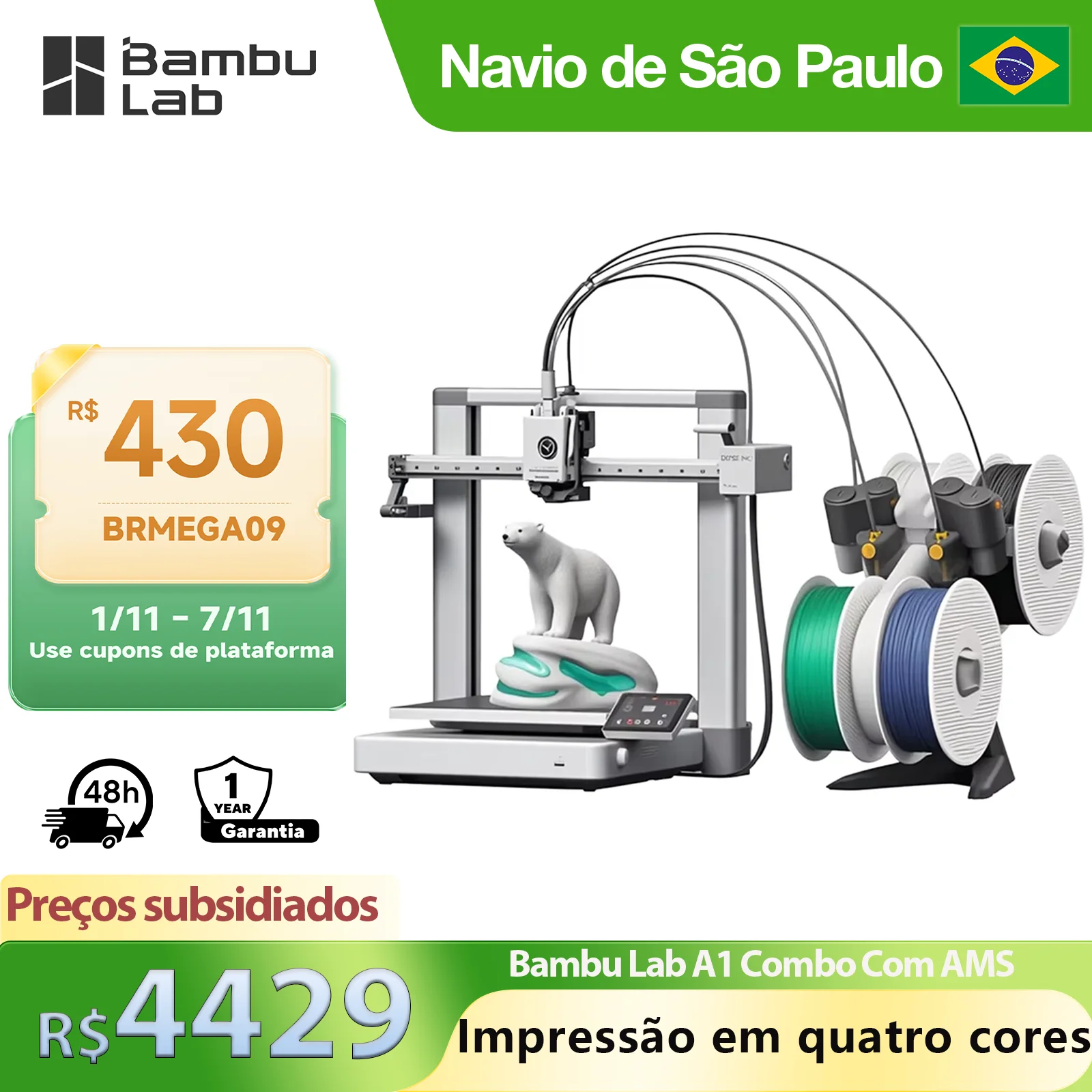 Bambu Lab A1 Combo Ams Lite 3D Printer Auto Leveling Robust Direct Extruder Tri-High Speed to  500mm/s APP Remote Monitoring