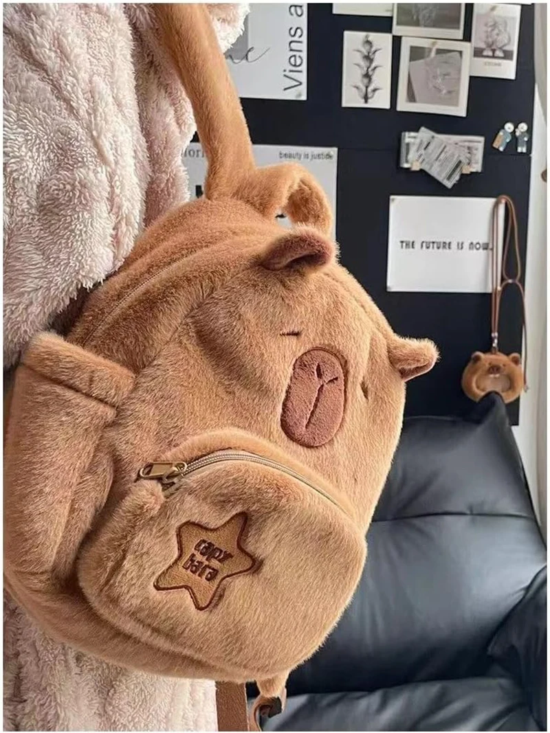 Kawaii Capybara Pluszowy plecak dla kobiet Wszechstronna kreskówka Zabawna torba na ramię Capibala Torba na ramię o dużej pojemności