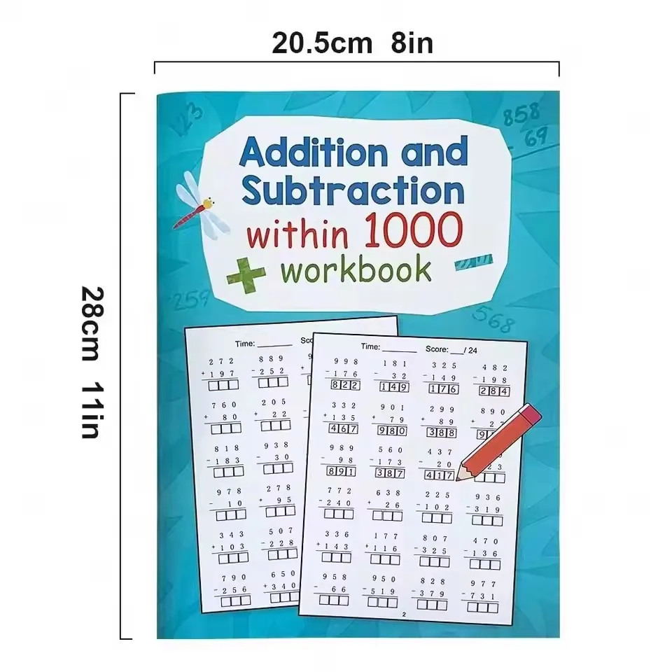 Math Workbook Addition Subtraction Within 1000 | Primary School Training Book | Arithmetic Competition