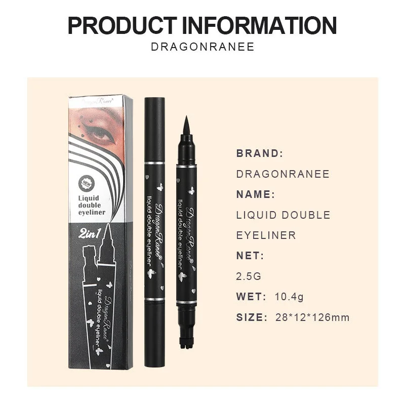 Dragon Ranee Caneta delineadora à prova d'água com selo de estrela de duas cabeças, sem manchas, para iniciantes, coração e olho de ameixa, carimbo de delineador
