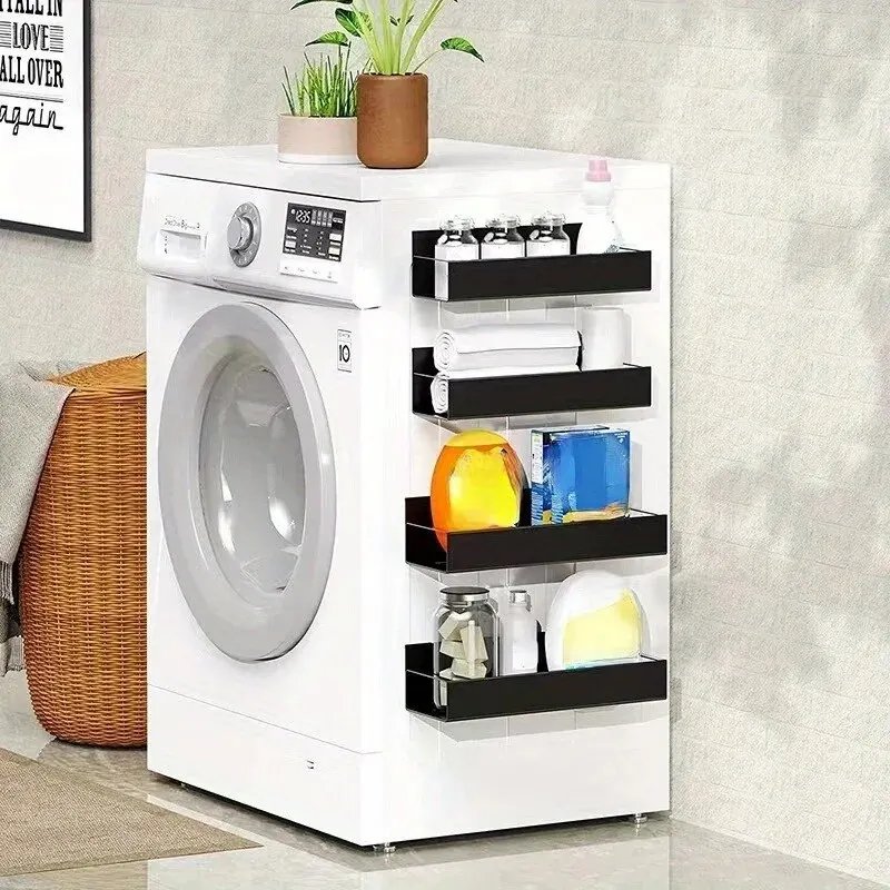 2 Stück magnetisches Lagerregal für Haushalt, Küche, Kühlschrank, Waschmaschine, seitlich hängendes Lagerregal, multifunktionale Lagerung