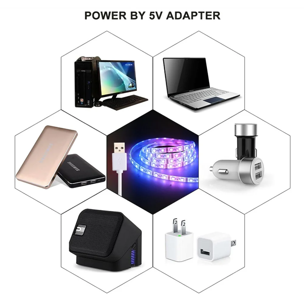 5M USB ไฟ LED Strip ความงามตกแต่งห้องตกแต่งคริสต์มาสห้องนอนตู้เสื้อผ้าห้องครัวทีวี Ambient แหวนแสงนีออนโคมไฟ
