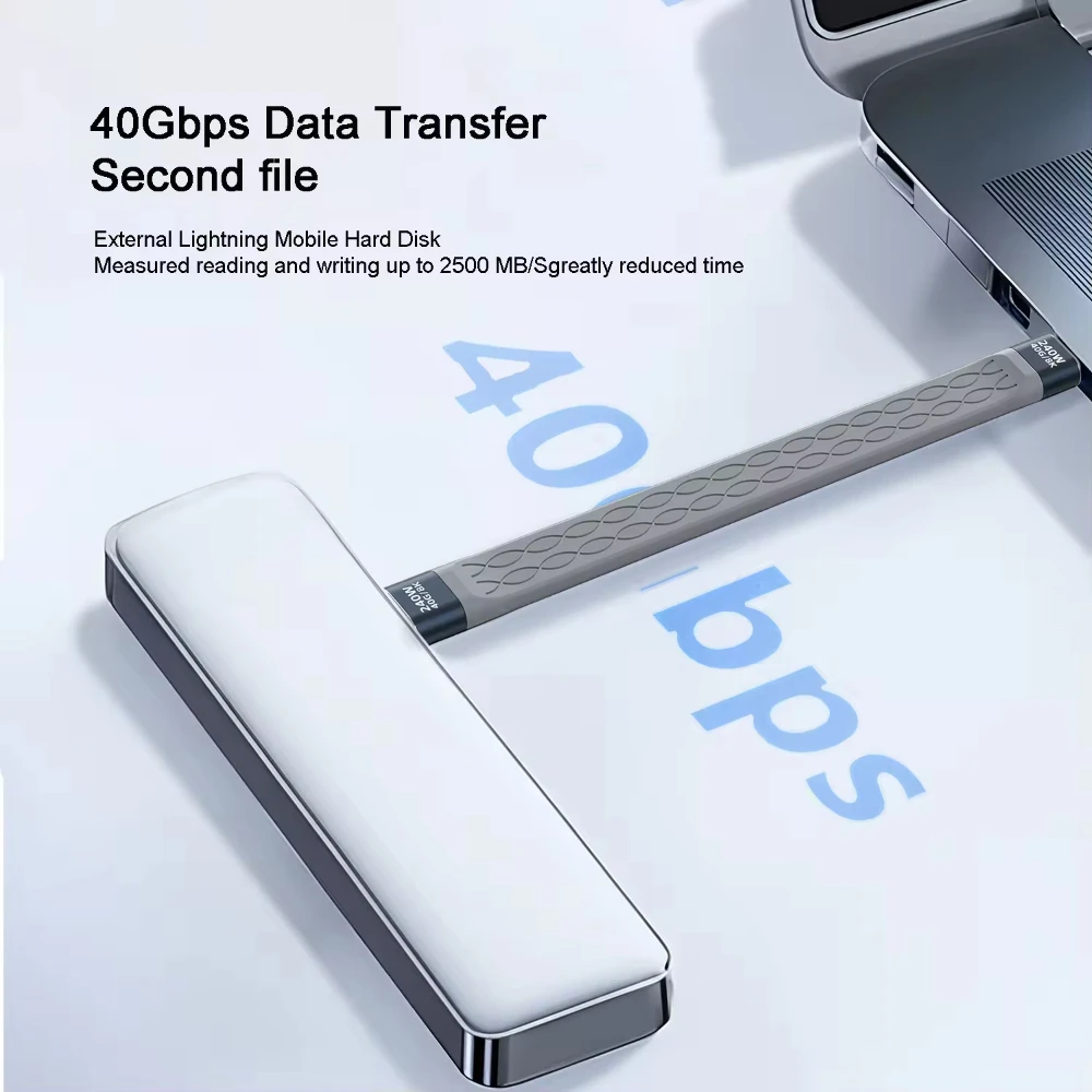 NNBILI 240 W 40 GB kurzes USB-C-auf-USB-C-Kabel, schnelles Aufladen, Typ-C-Kabel, 40 Gbit/s Datenübertragung, 8K flaches Datenlade-Verlängerungskabel