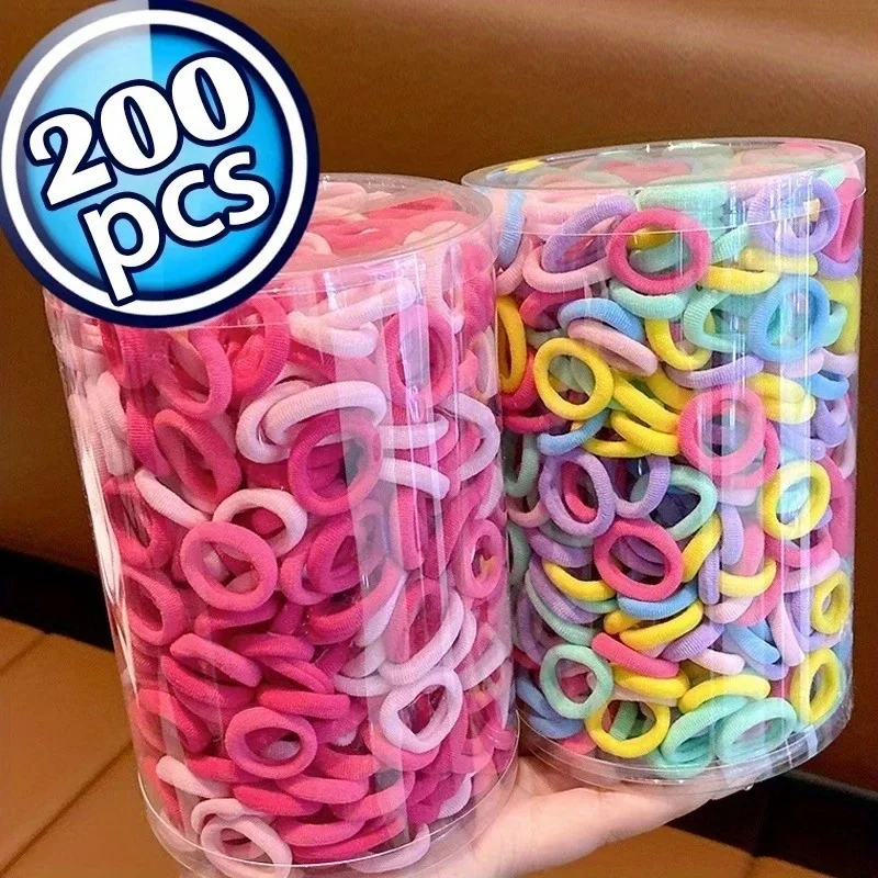 ยางรัดผมสีสันสดใส 200 ชิ้นสำหรับเด็กผู้หญิงและผู้หญิง - ที่รัดผมยางขนาดเล็กสำหรับทรงผมที่ทันสมัยและใช้ในชีวิตประจำวัน